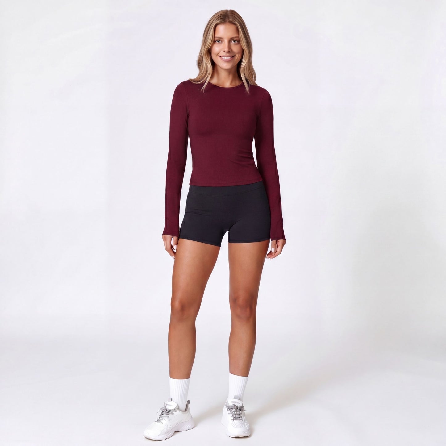 Conjunto deportivo Top Manga Larga y Calza Corta Push Up