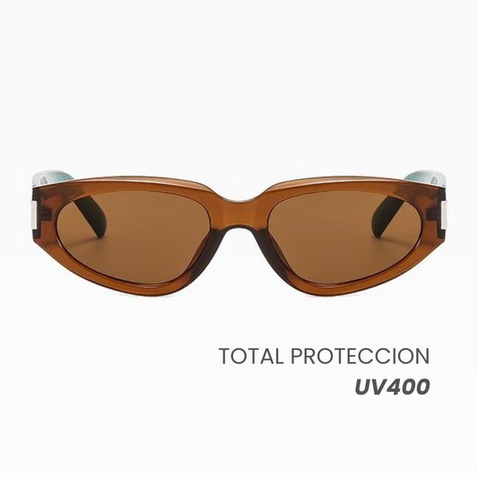 Lentes Gafas De Sol Retro Ojo de Gato Marrón Verde Unisex