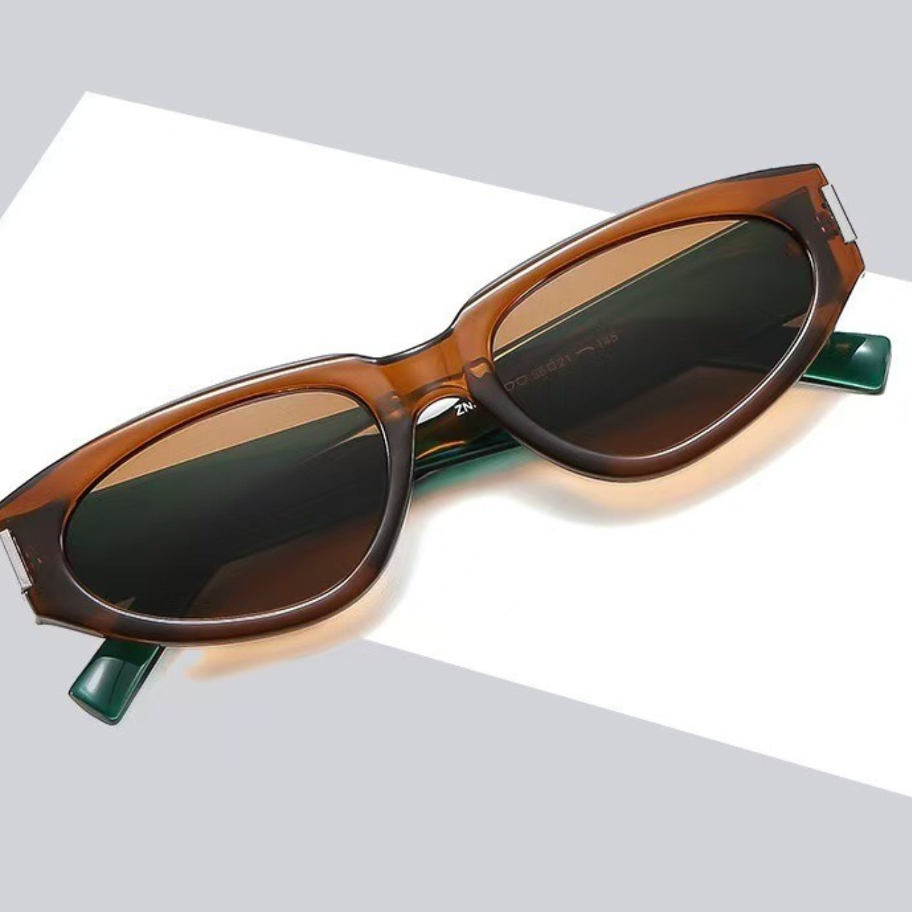 Lentes Gafas De Sol Retro Ojo de Gato Marrón Verde Unisex