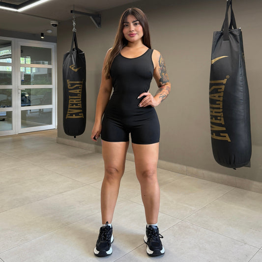 Enterito Deportivo corto sin mangas Negro