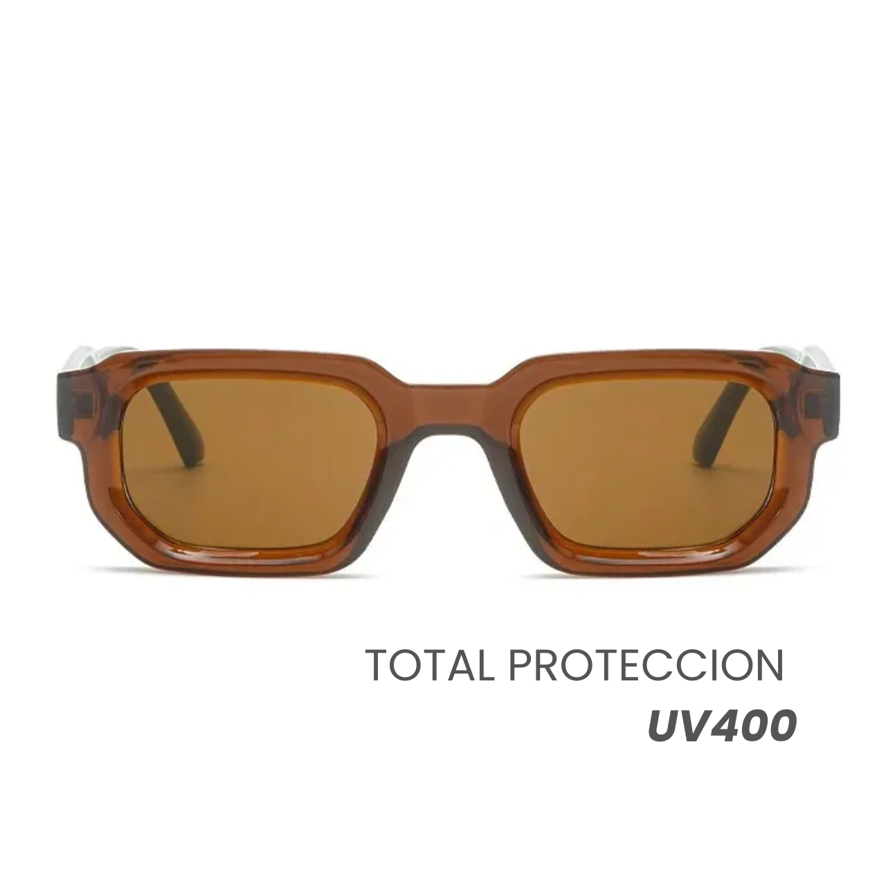Lentes Gafas De Sol Retro Rectangular Marrón Verde Unisex