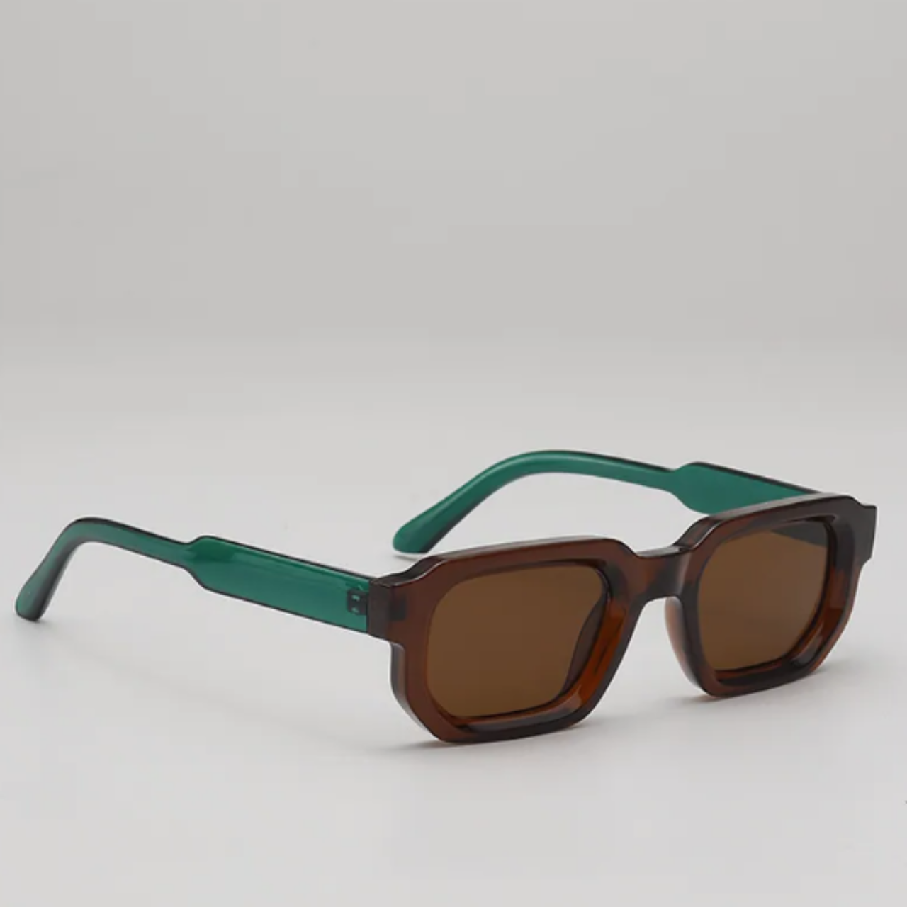 Lentes Gafas De Sol Retro Rectangular Marrón Verde Unisex