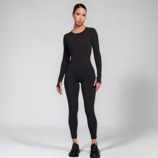 Enterito Deportivo con mangas Espalda abierta Negro