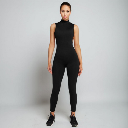 Enterito Deportivo sin mangas Espalda abierta Negro