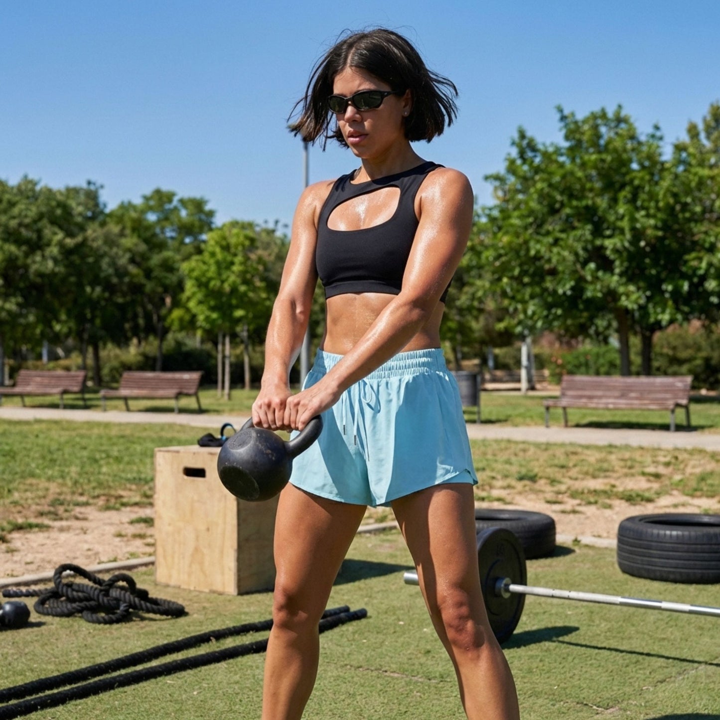 Short Deportivo Running para Mujer color Turquesa