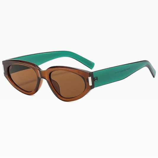Lentes Gafas De Sol Retro Ojo de Gato Marrón Verde Unisex