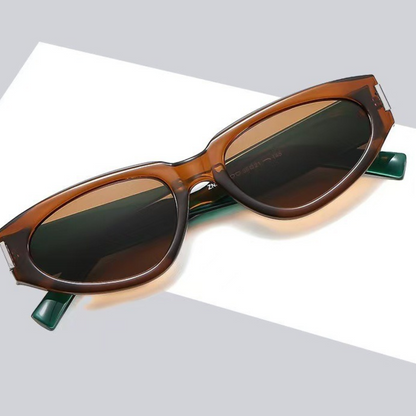 Lentes Gafas De Sol Retro Ojo de Gato Marrón Verde Unisex