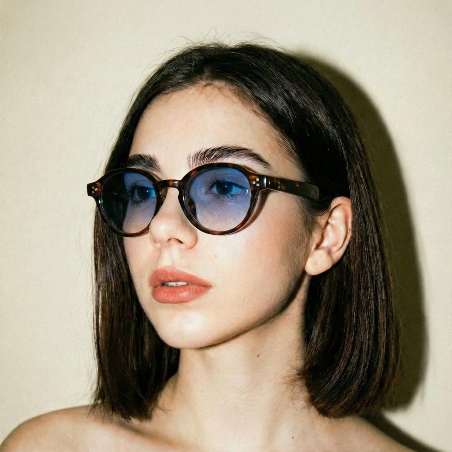 Gafas Lentes de Sol Redondas Animal Print Azul UV400