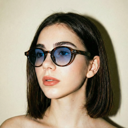 Gafas Lentes de Sol Redondas Animal Print Azul UV400