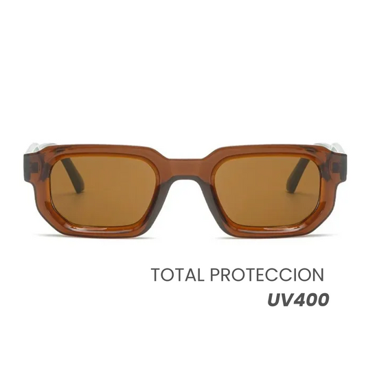 Lentes Gafas De Sol Retro Rectangular Marrón Verde Unisex