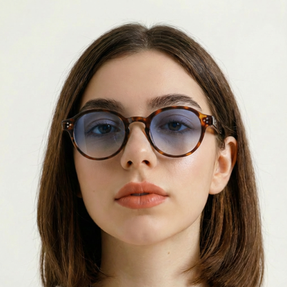 Gafas Lentes de Sol Redondas Animal Print Azul UV400