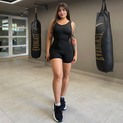 Enterito Deportivo corto sin mangas Negro