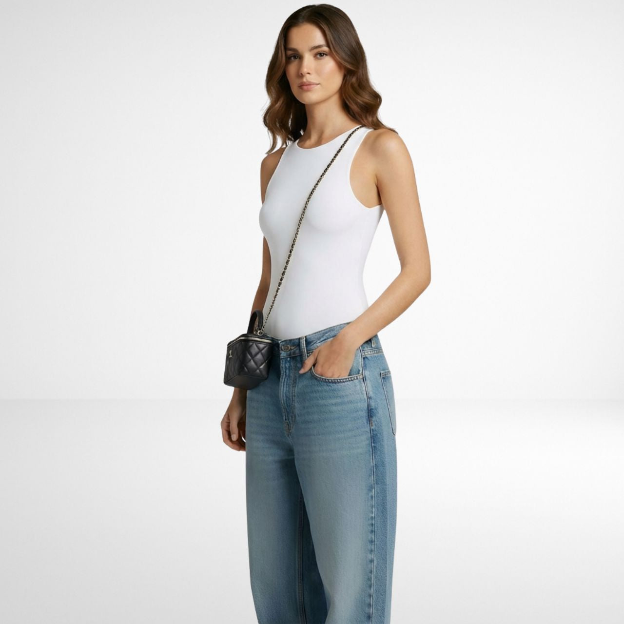 Body sin Mangas Cuello Redondo Mujer Blanco