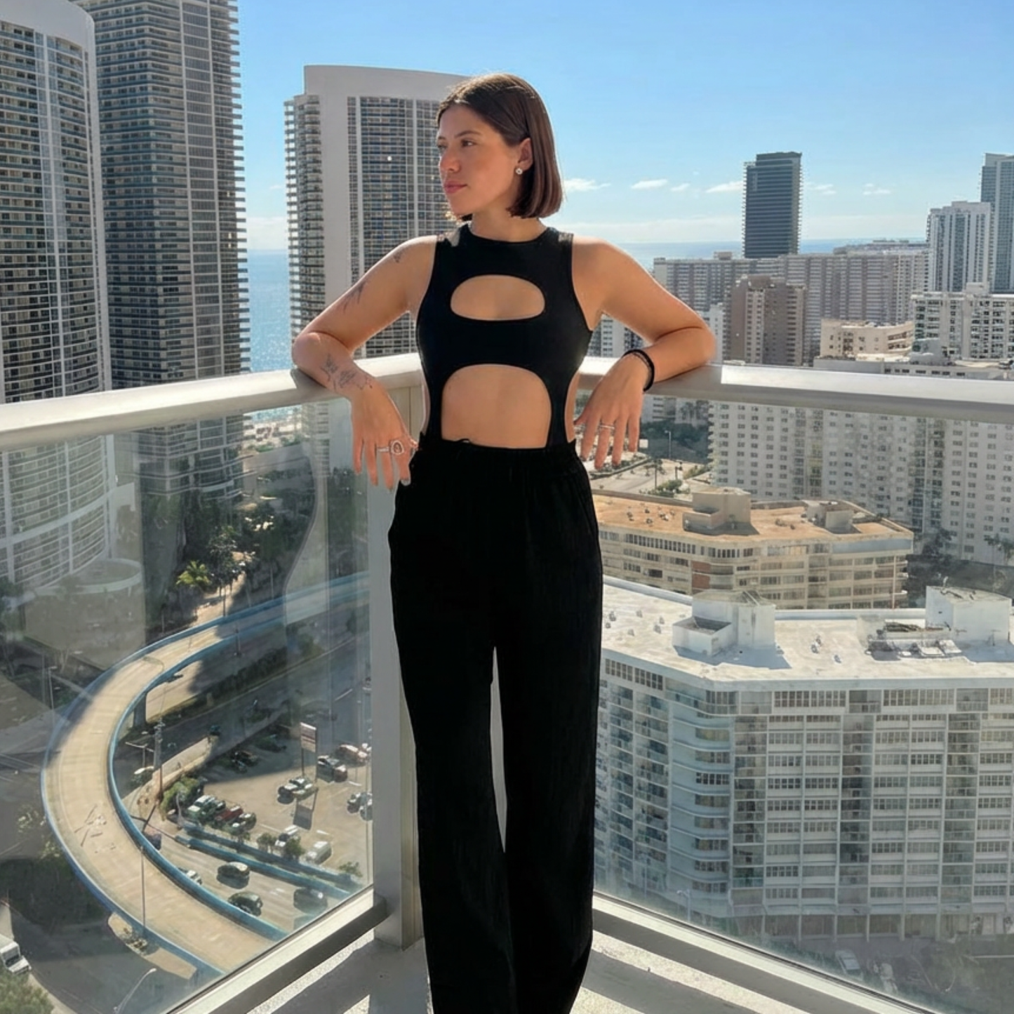 Body Asimétrico color negro Elasticado