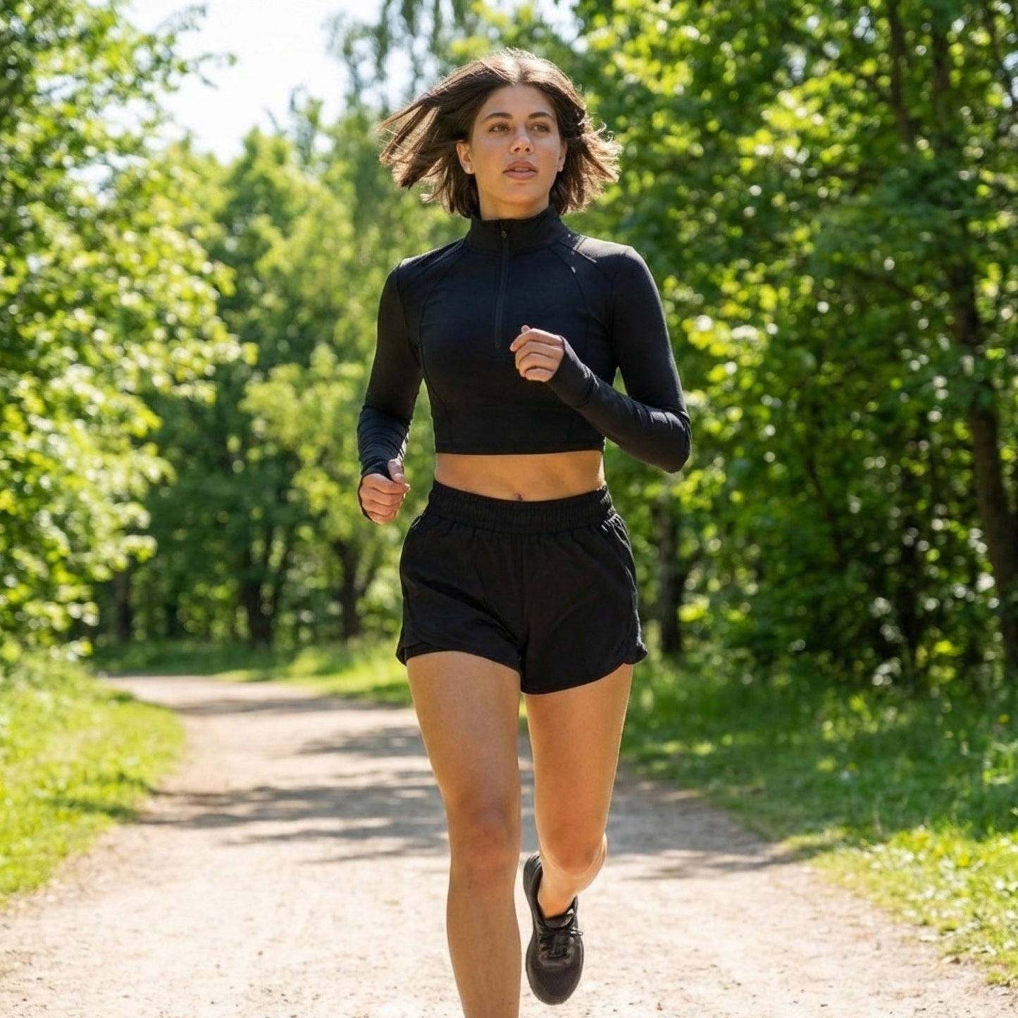 Top Peto Deportivo manga larga cuello alto con cierre