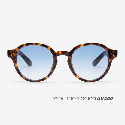 Gafas Lentes de Sol Redondas Animal Print Azul UV400
