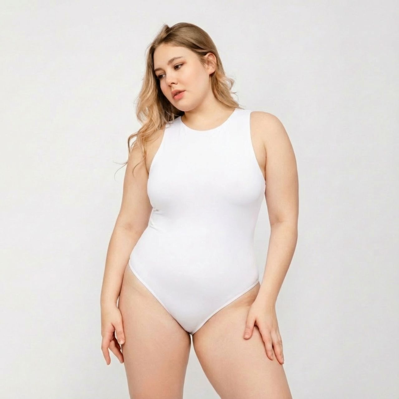 Body sin Mangas Cuello Redondo Mujer Blanco