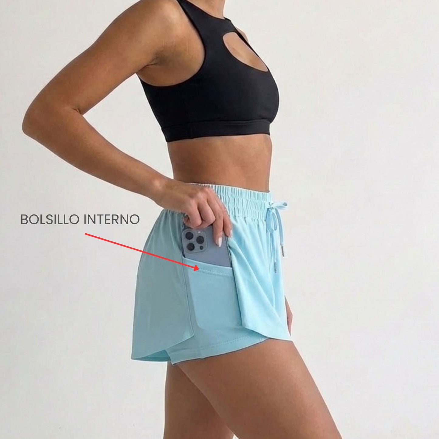 Short Deportivo Running para Mujer color Turquesa