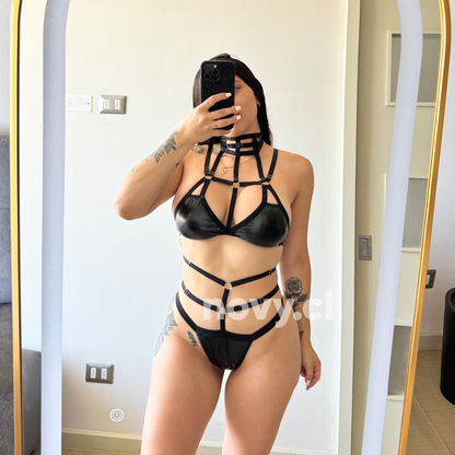 Conjunto 2 Piezas Lencería Erotica Mujer Sexy Negro