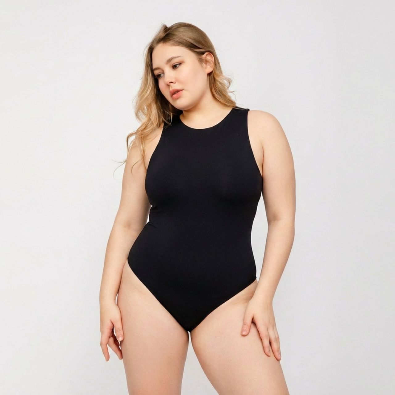 Body sin Mangas Cuello Redondo Mujer Negro