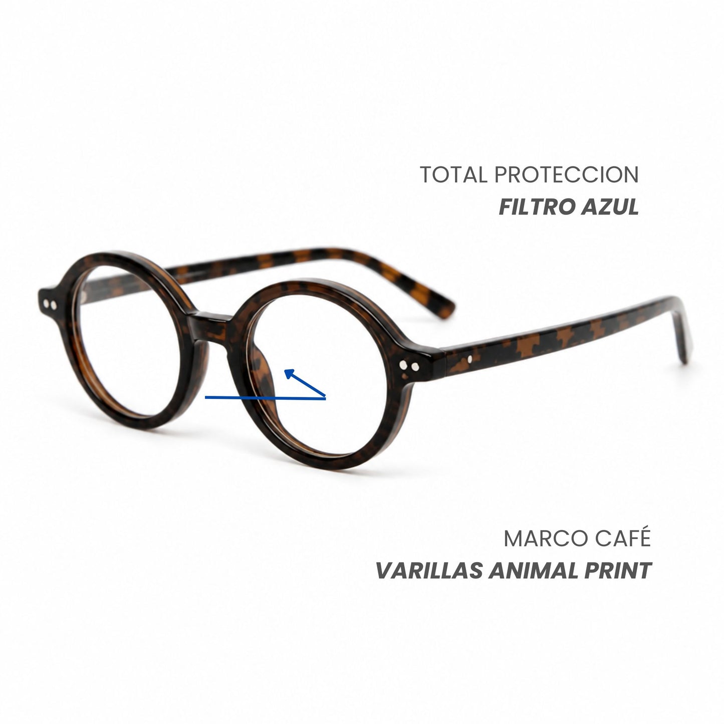 Lentes Armazón Óptico Filtro Azul Retro  Hailey Animal Print