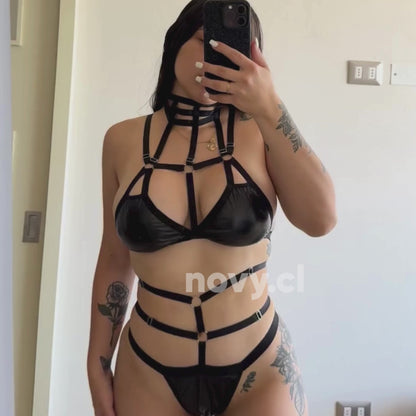 Conjunto 2 Piezas Lencería Erotica Mujer Sexy Negro